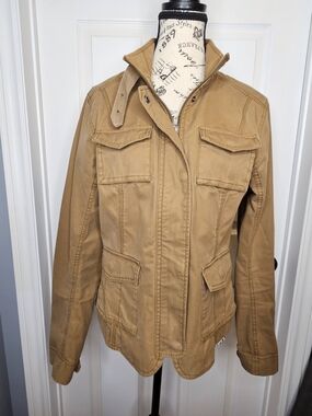 Eddie Bauer Women's Tan Cargo Utility Jacket Size M Cotton Casual